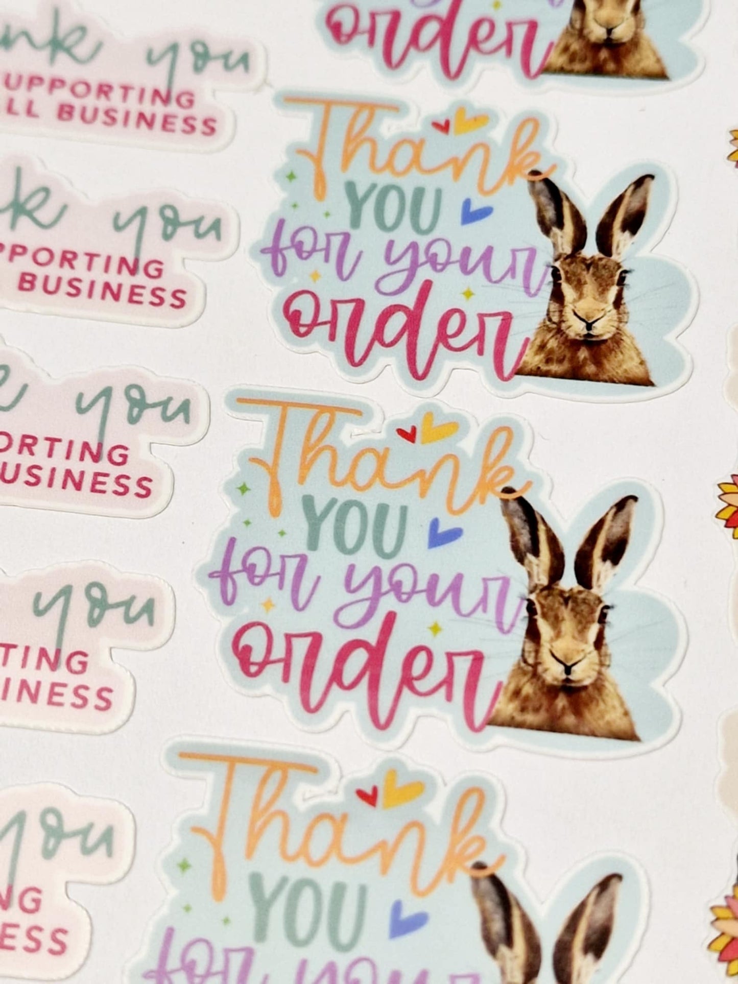Small Business Packaging Stickers | Cute pastel Die Cut Thank you for your order Sticker Sheet for Small Business –Gloss Vinyl Stickers |