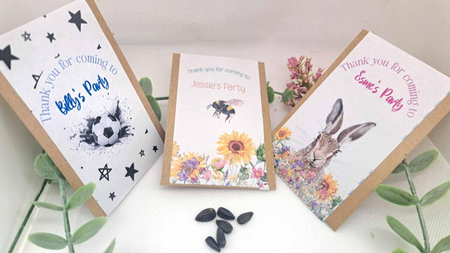 Birthday Personalised Seed Packets- Grow your own Sunflower Seed Party Favours - Birthday Thank You gifts- Plastic Free Party bags