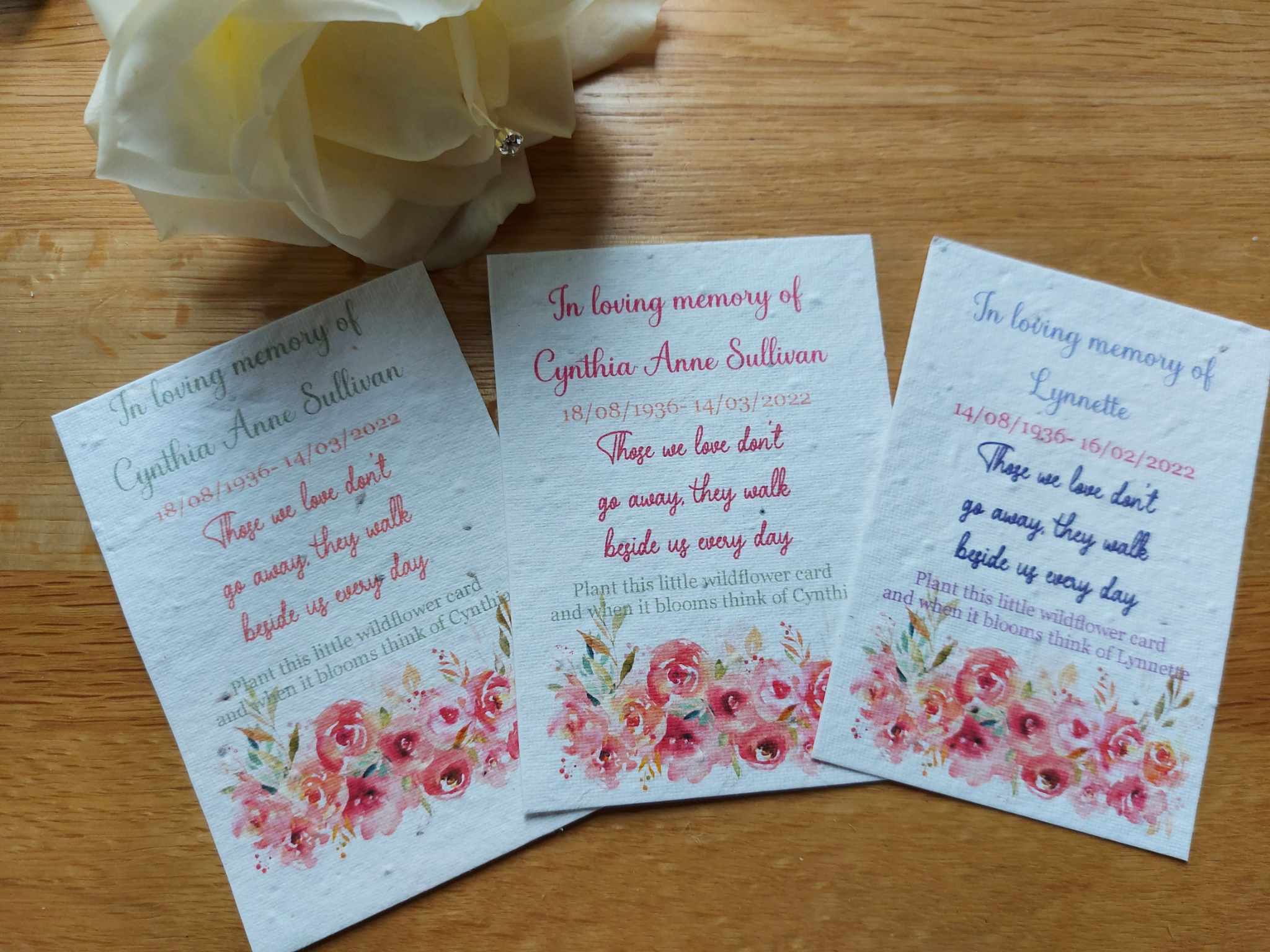 8+ Funeral Flower Cards 30 Plantable Seed Floral Tribute cards for Funerals * Funeral Favours