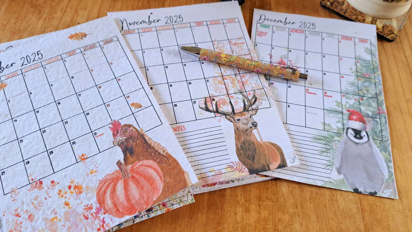 2025 Plantable Seed Calendar Eco-Friendly A5 - Seed Paper- The Growable calendar - Eco Friendly - Garden lover gift - Christmas gift ideas