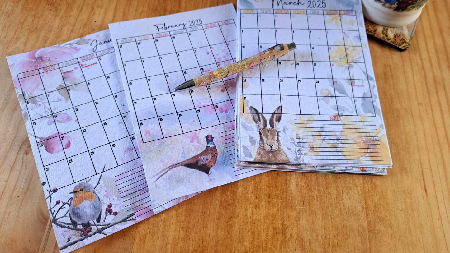 2025 Plantable Seed Calendar Eco-Friendly A5 - Seed Paper- The Growable calendar - Eco Friendly - Garden lover gift - Christmas gift ideas