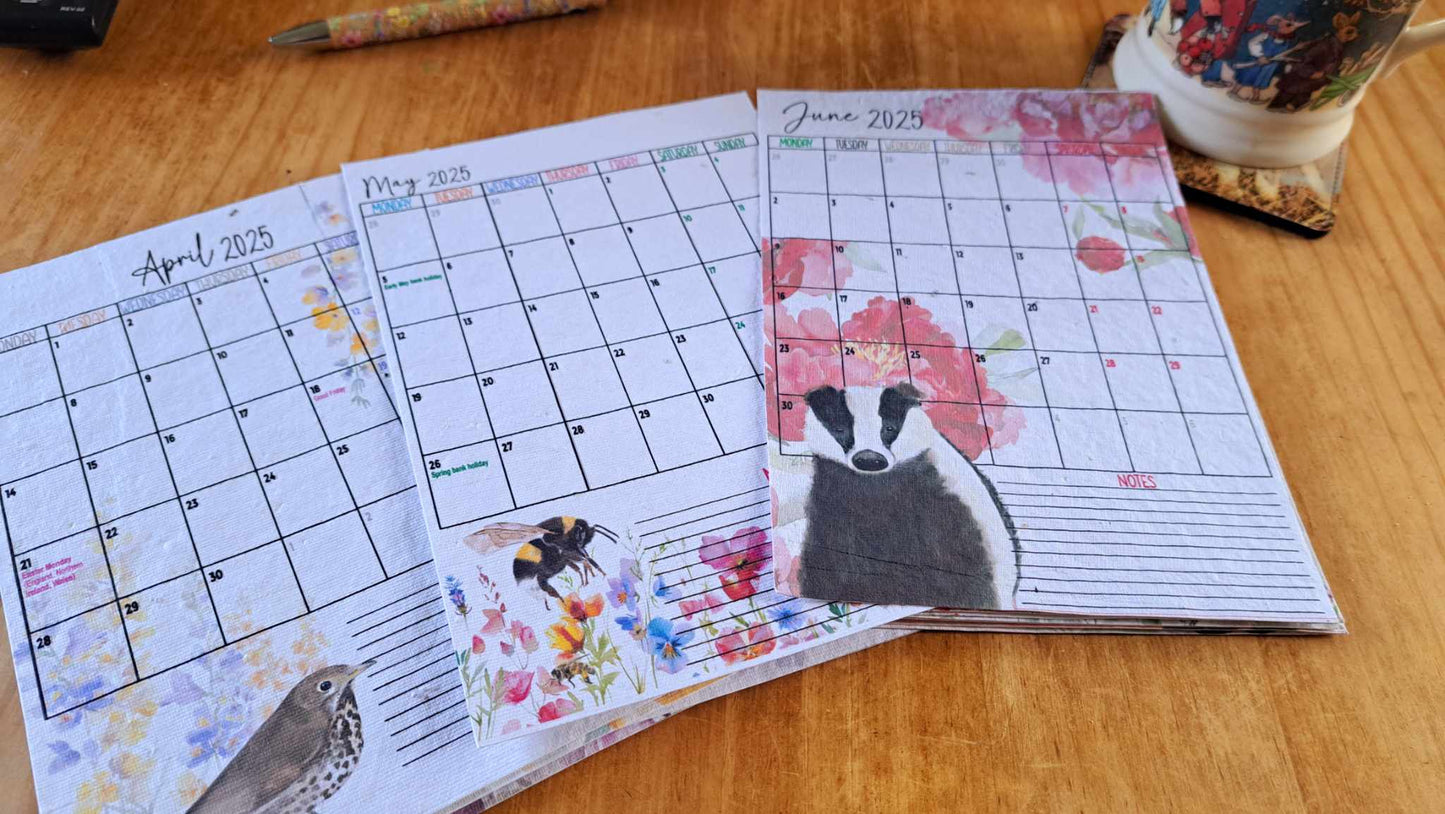 2025 Plantable Seed Calendar Eco-Friendly A5 - Seed Paper- The Growable calendar - Eco Friendly - Garden lover gift - Christmas gift ideas