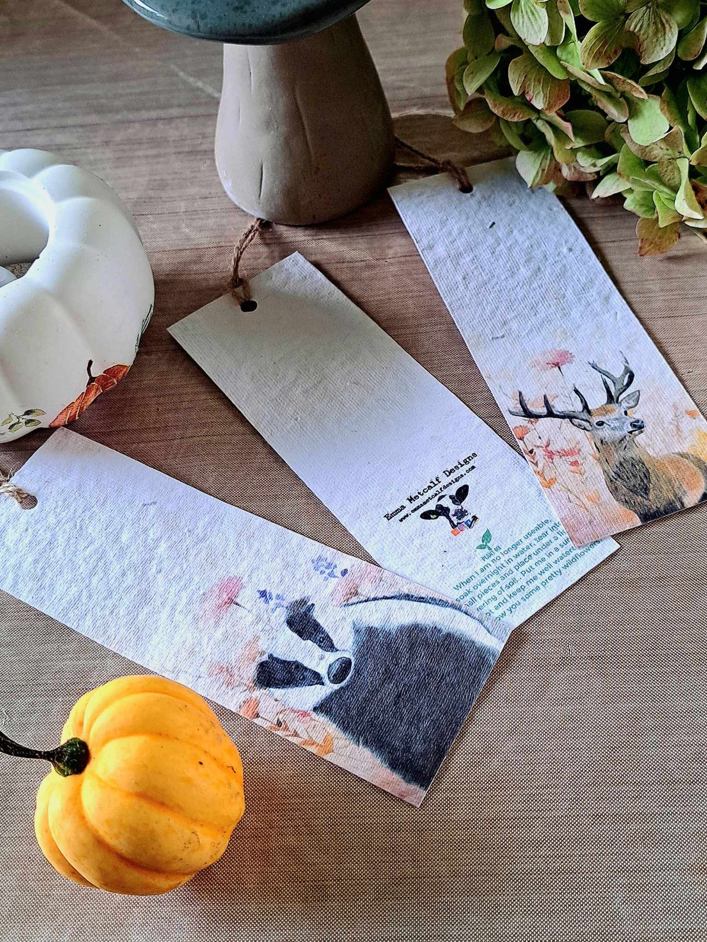 Pack of 2 Plantable Wildflower Bookmarks | Eco-Friendly Gift | Corporate gifts | Emma Metcalf Designs | Sustainable Seed Paper Bookmark
