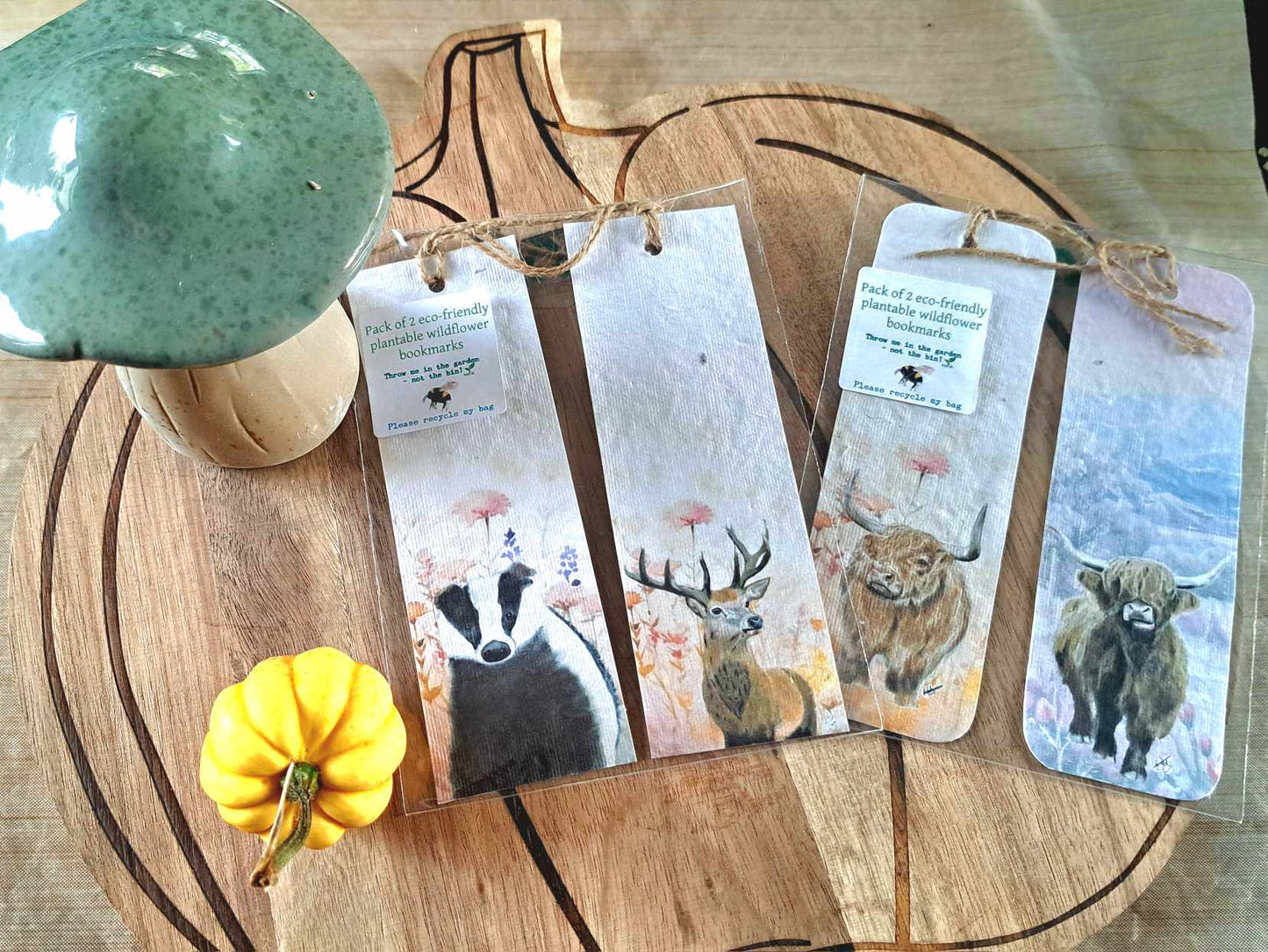 Pack of 2 Plantable Wildflower Bookmarks | Eco-Friendly Gift | Corporate gifts | Emma Metcalf Designs | Sustainable Seed Paper Bookmark