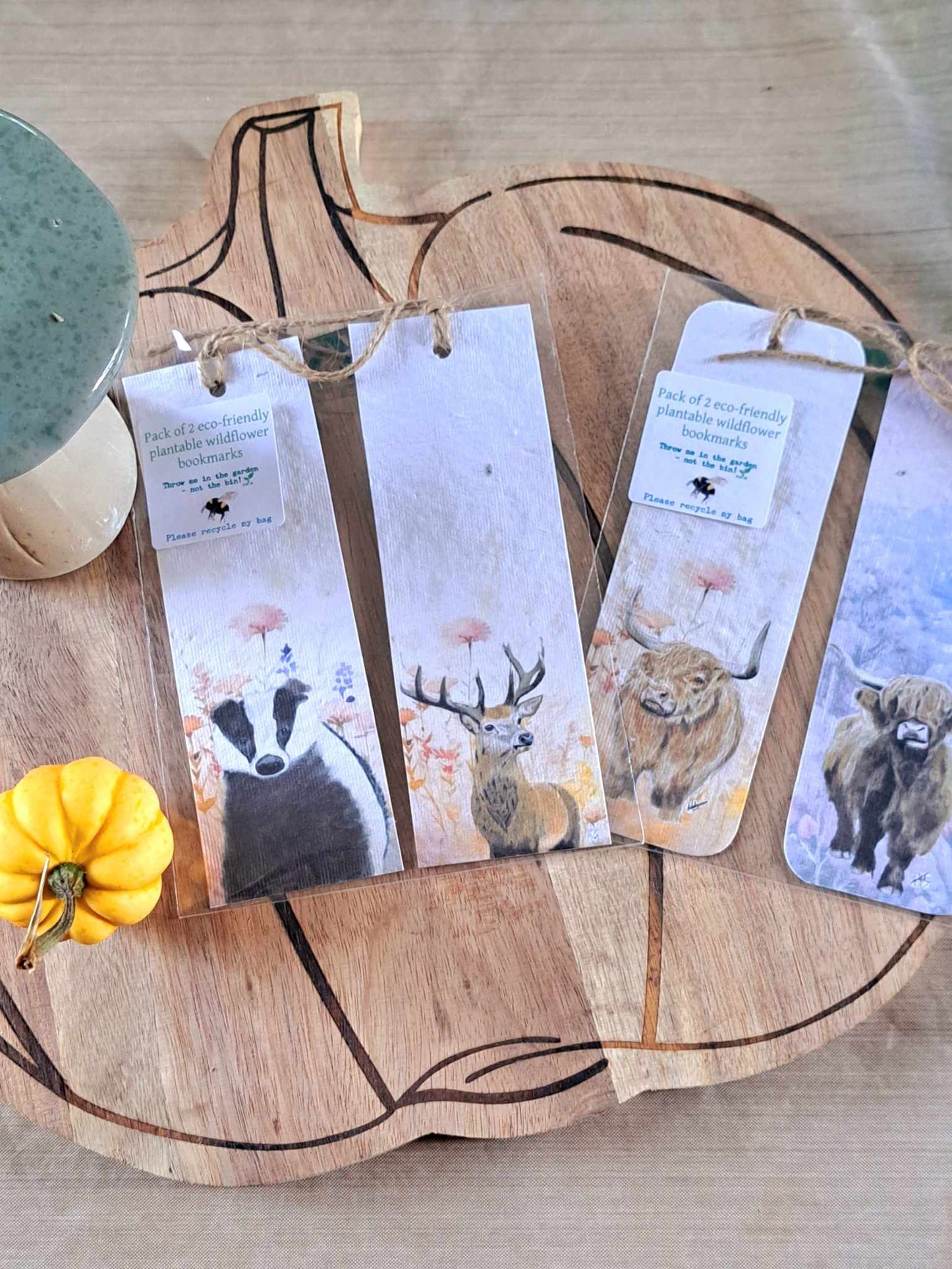Pack of 2 Plantable Wildflower Bookmarks | Eco-Friendly Gift | Corporate gifts | Emma Metcalf Designs | Sustainable Seed Paper Bookmark