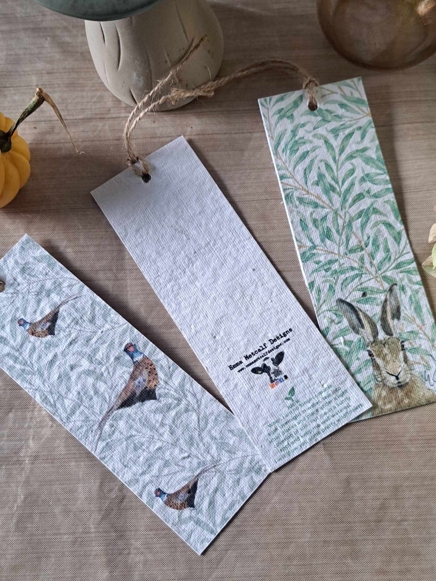 Pack of 2 Plantable Wildflower Bookmarks | Eco-Friendly Gift | Corporate gifts | Emma Metcalf Designs | Sustainable Seed Paper Bookmark