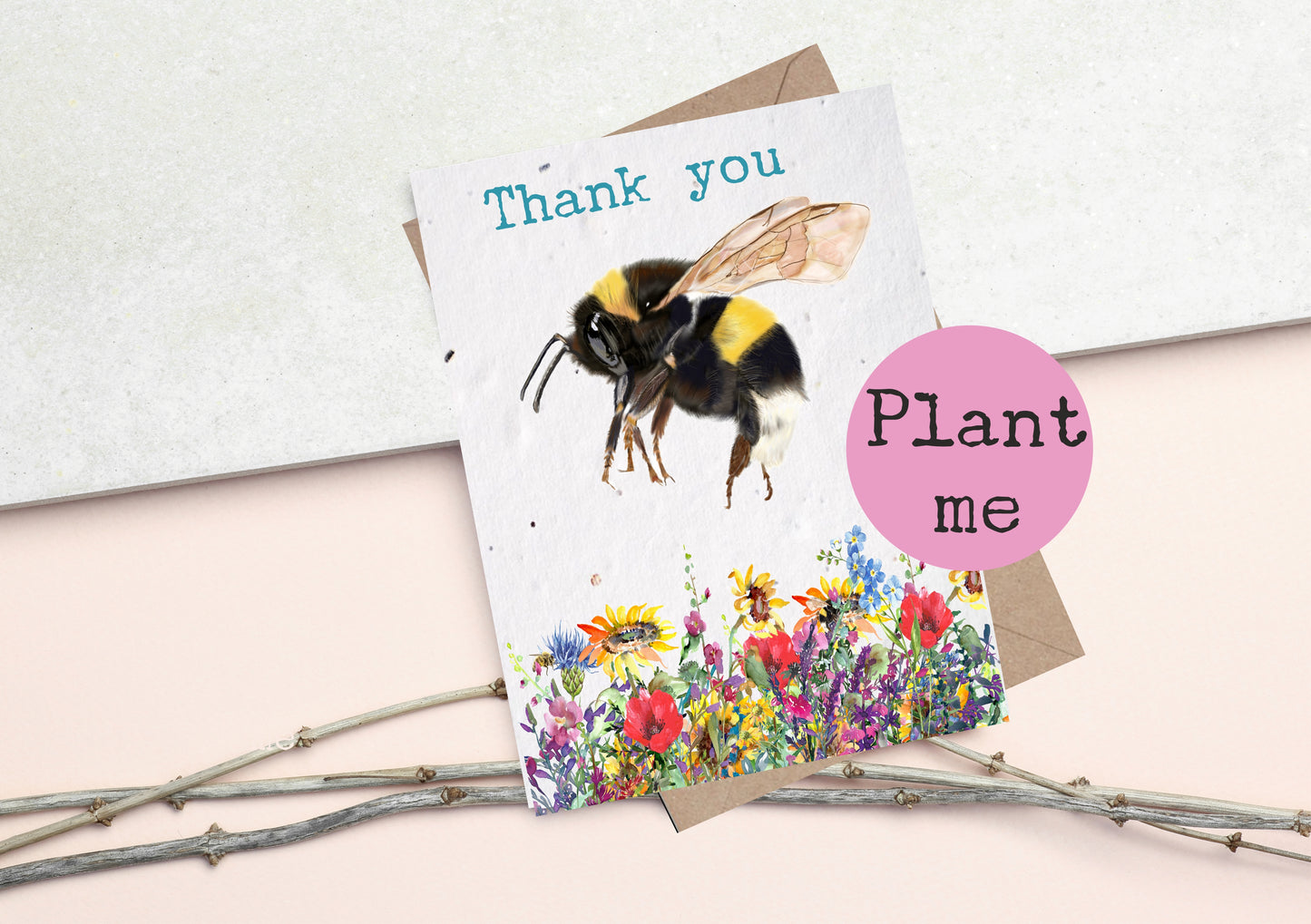 ECO and VEGAN PLANTABLE Thankyou Seed Cards - Bee Cards - Wildflower cards - #Plantable Seed cards -Save the bees- Plantable cards-seedpaper