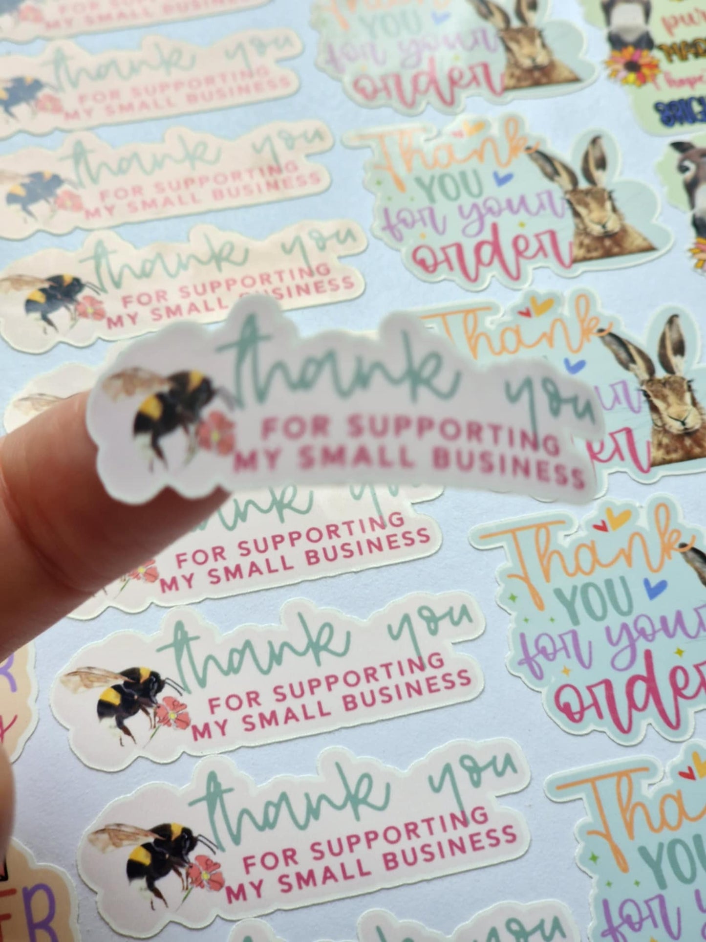 Small Business Packaging Stickers | Cute pastel Die Cut Thank you for your order Sticker Sheet for Small Business –Gloss Vinyl Stickers |