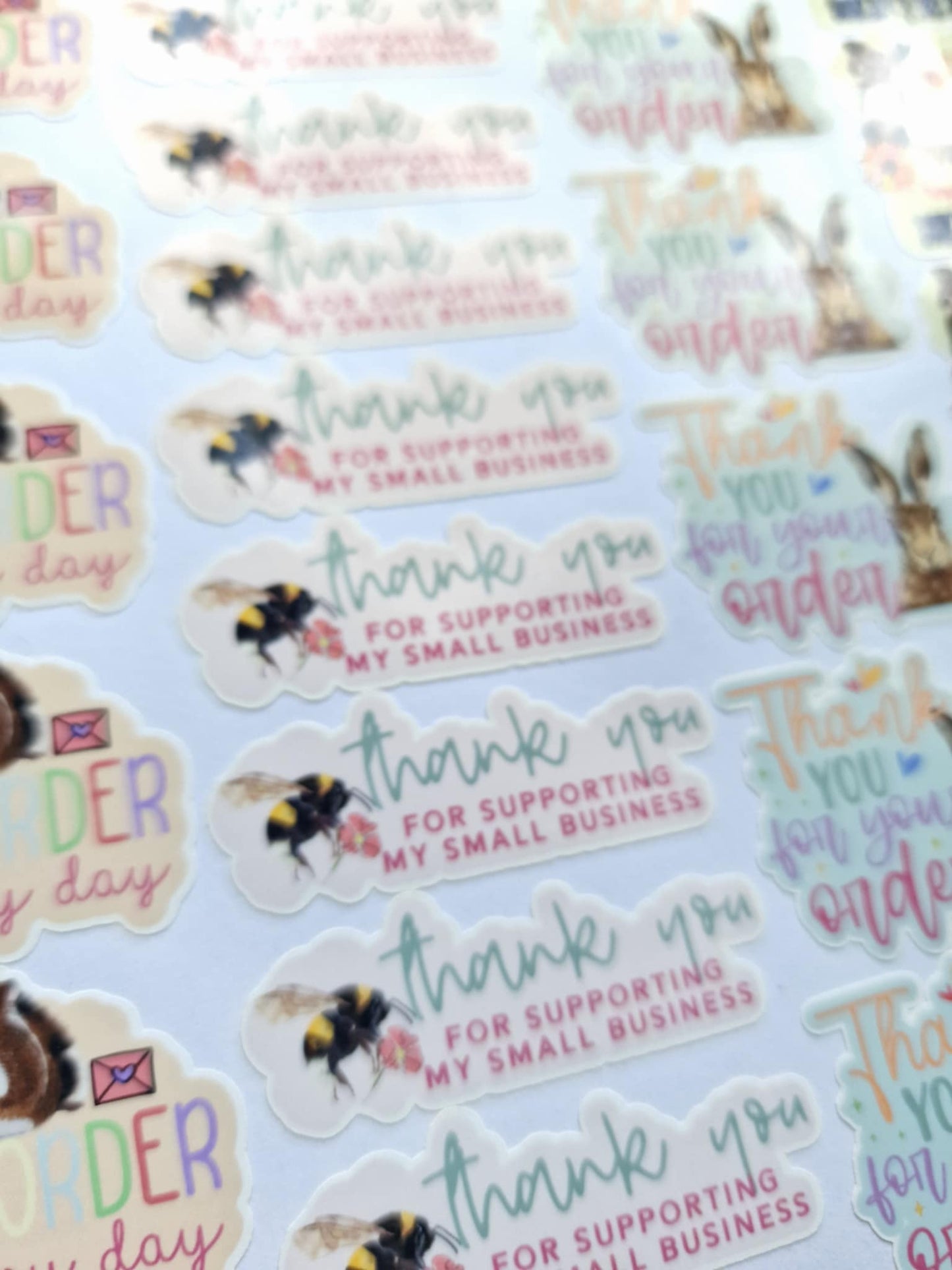 Small Business Packaging Stickers | Cute pastel Die Cut Thank you for your order Sticker Sheet for Small Business –Gloss Vinyl Stickers |
