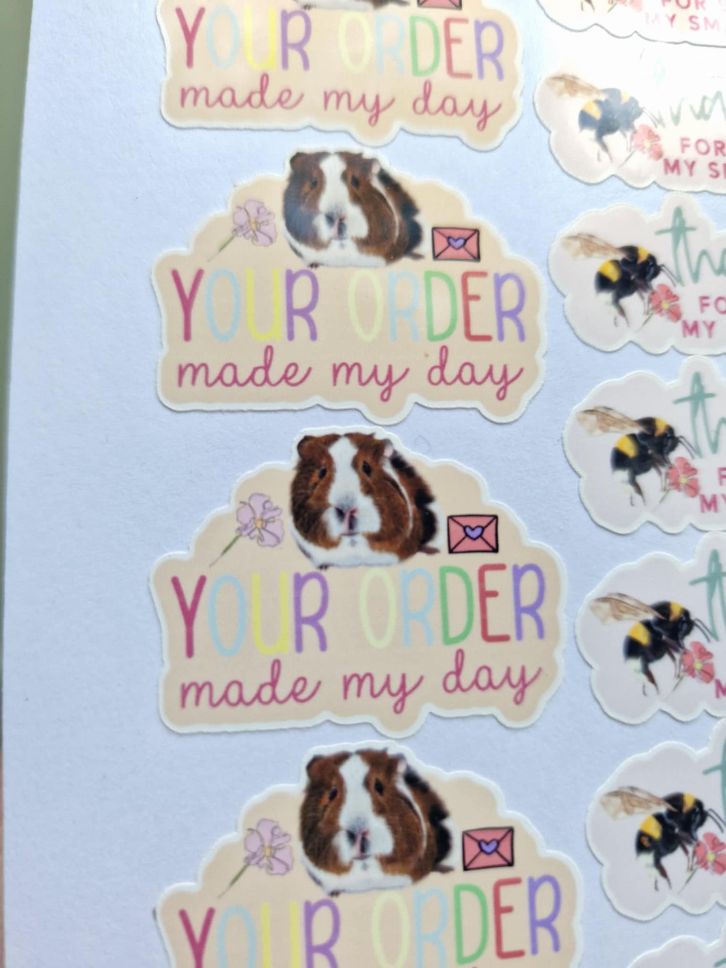 Small Business Packaging Stickers | Cute pastel Die Cut Thank you for your order Sticker Sheet for Small Business –Gloss Vinyl Stickers |