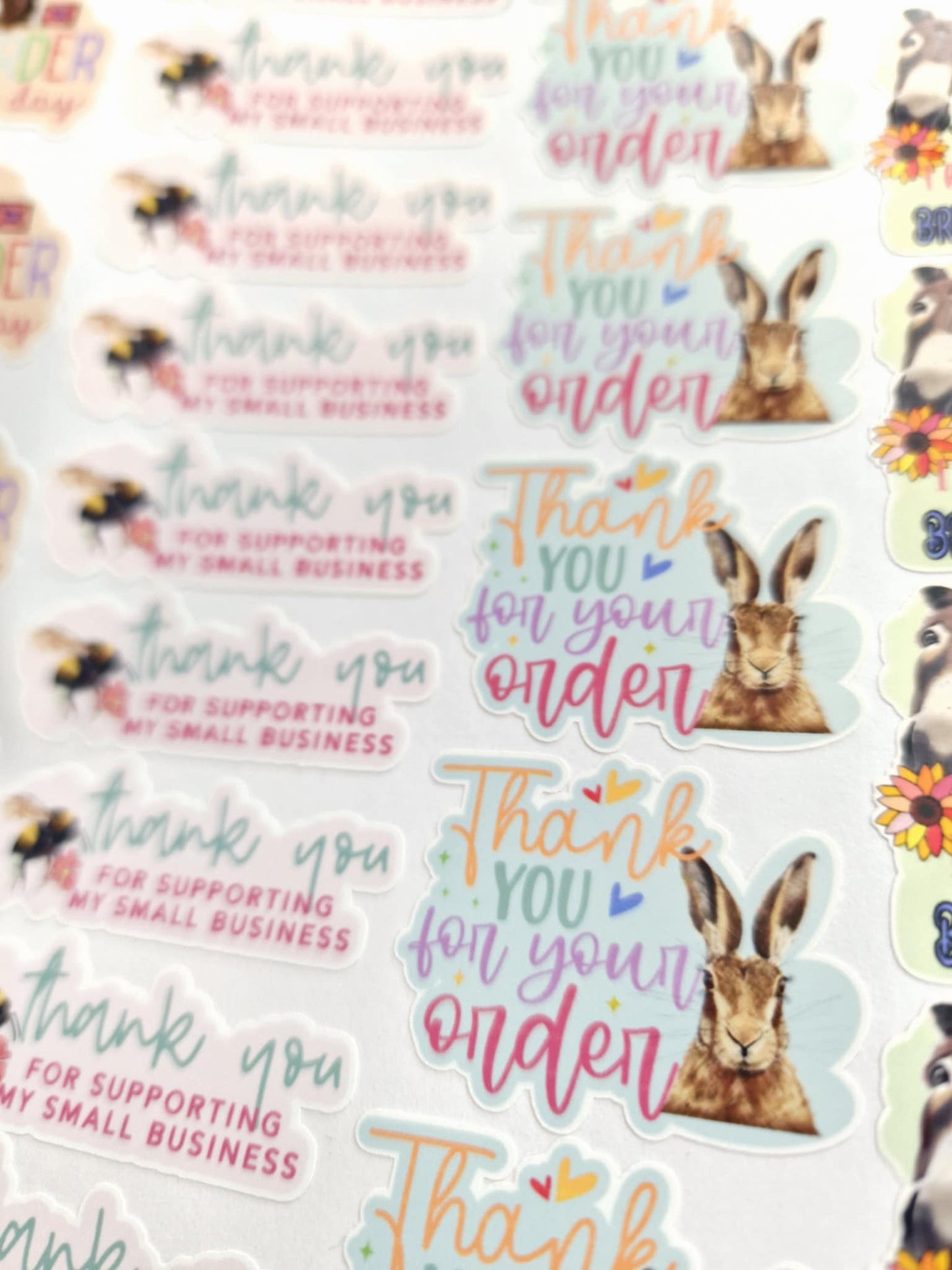 Small Business Packaging Stickers | Cute pastel Die Cut Thank you for your order Sticker Sheet for Small Business –Gloss Vinyl Stickers |