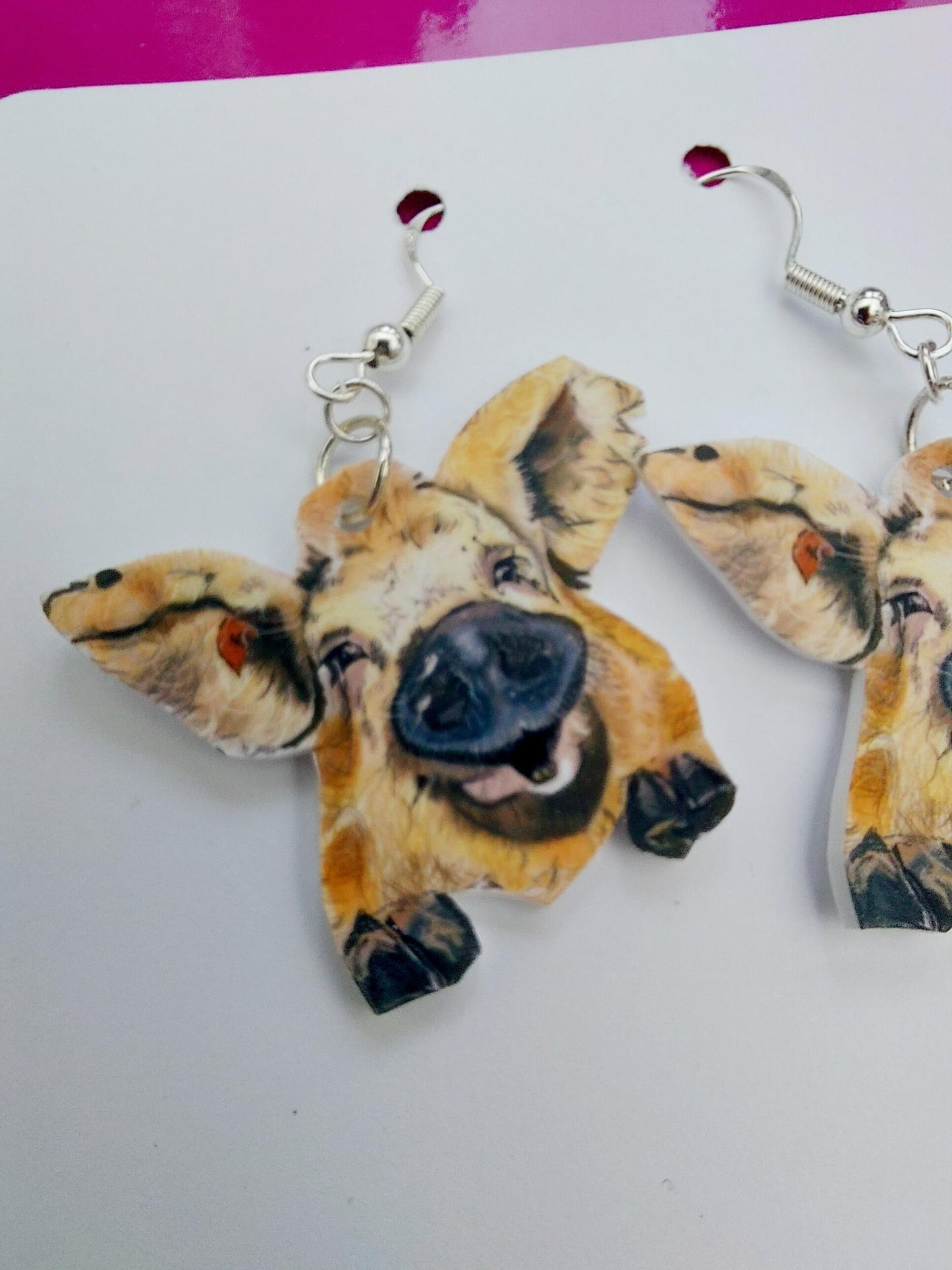 Bespoke farm themed Pig earrings with sterling silver hooks- choice of designs- Piggy earrings- Quirky earrings