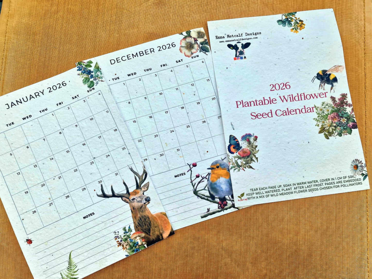 2026 Plantable Seed Calendar Eco-Friendly A5 - Seed Paper- The Growable calendar - Eco Friendly  - Garden lover gift - Christmas gift ideas