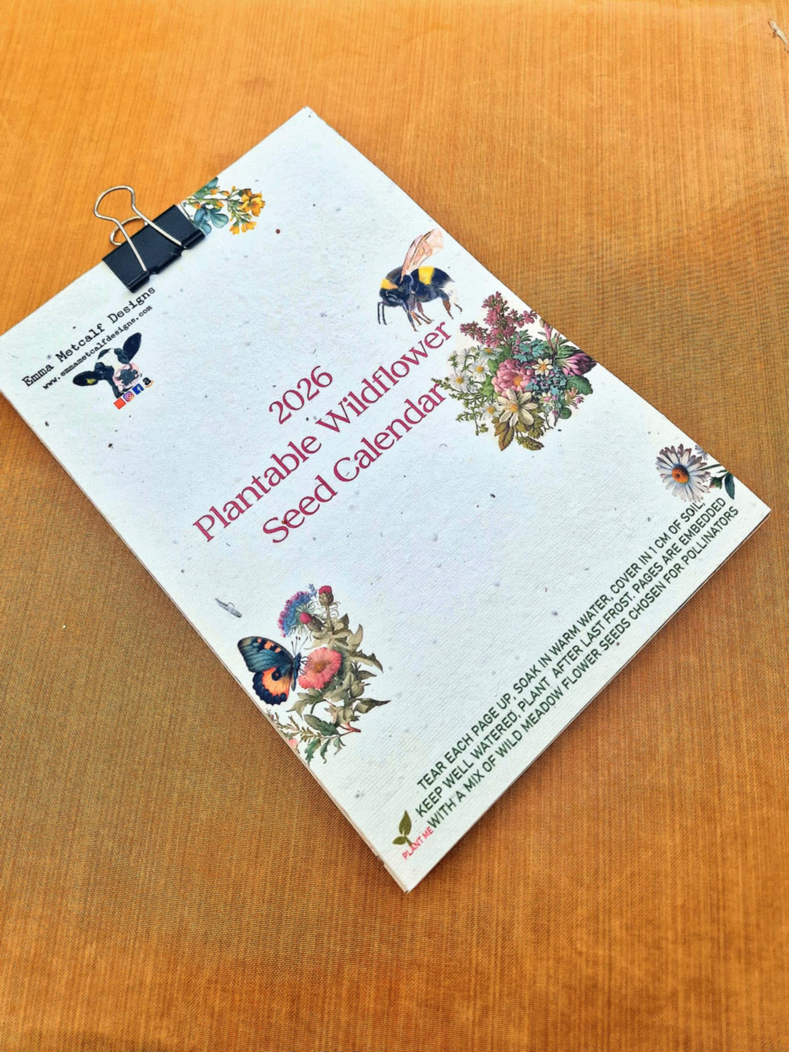flower seed calendar 2026 Plantable Seed Calendar Eco-Friendly A5