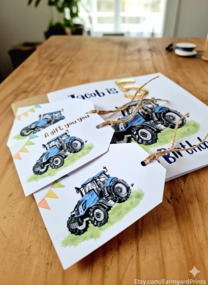 Personalised Tractor/Digger/Excavator farm themed Birthday Card – luxury Foiled Name & Age –Country Birthday Card for tractor lovers