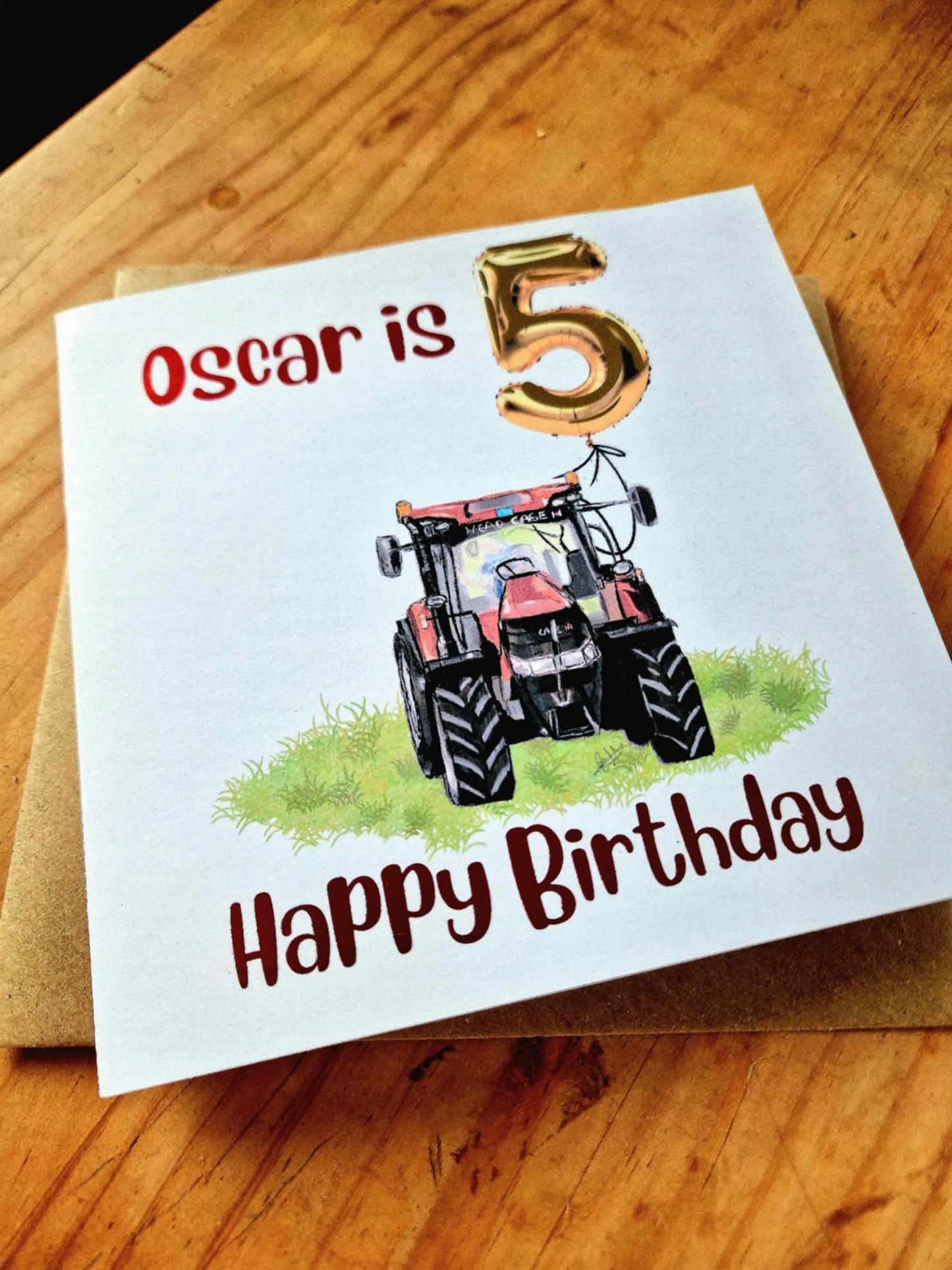 Personalised Tractor/Digger/Excavator farm themed Birthday Card – luxury Foiled Name & Age –Country Birthday Card for tractor lovers