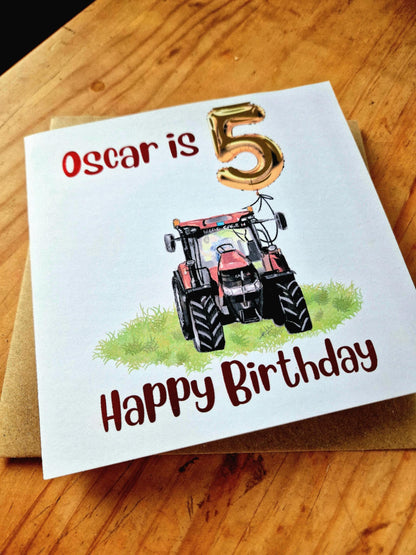Personalised Tractor/Digger/Excavator farm themed Birthday Card – luxury Foiled Name & Age –Country Birthday Card for tractor lovers
