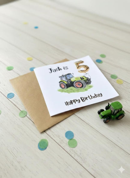 Personalised Tractor/Digger/Excavator farm themed Birthday Card – luxury Foiled Name & Age –Country Birthday Card for tractor lovers