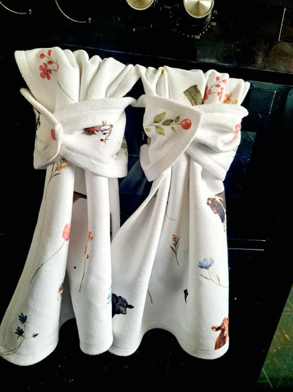 Beautiful Sheep themed AGA Teatowel / tea towel / pot towel - New home gift  - Farmhouse decor-housewarming gift-made in uk-Border Leicester