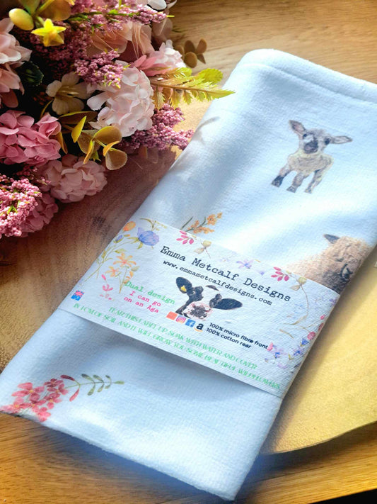 Beautiful Sheep themed AGA Teatowel / tea towel / pot towel - New home gift  - Farmhouse decor-housewarming gift-made in uk-Border Leicester