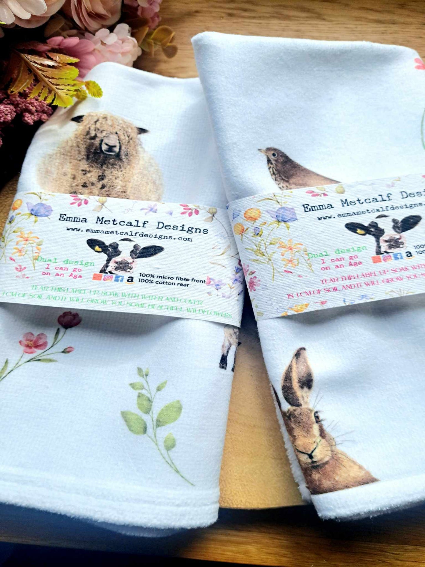 Beautiful Sheep themed AGA Teatowel / tea towel / pot towel - New home gift  - Farmhouse decor-housewarming gift-made in uk-Border Leicester