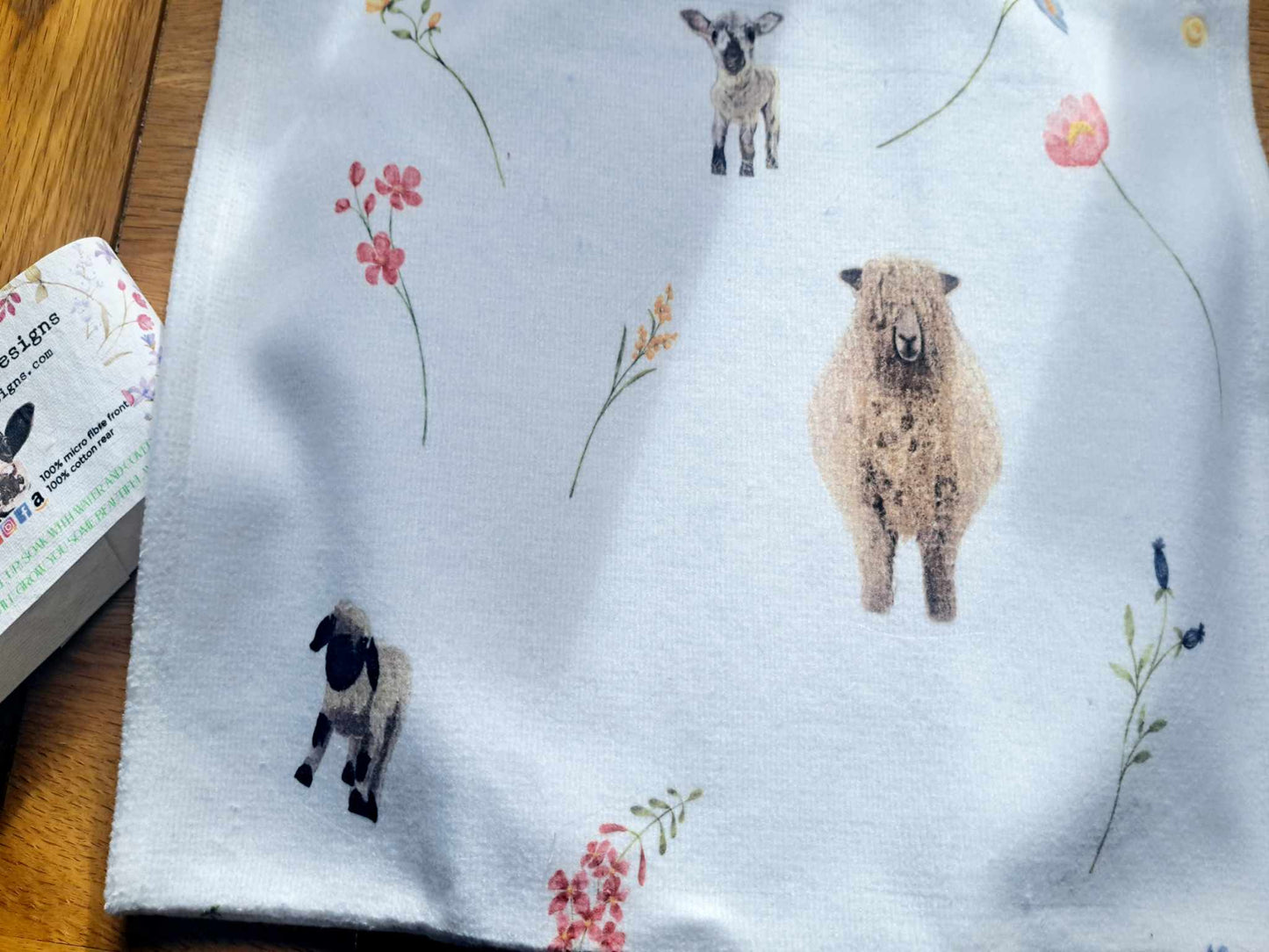 Beautiful Sheep themed AGA Teatowel / tea towel / pot towel - New home gift  - Farmhouse decor-housewarming gift-made in uk-Border Leicester