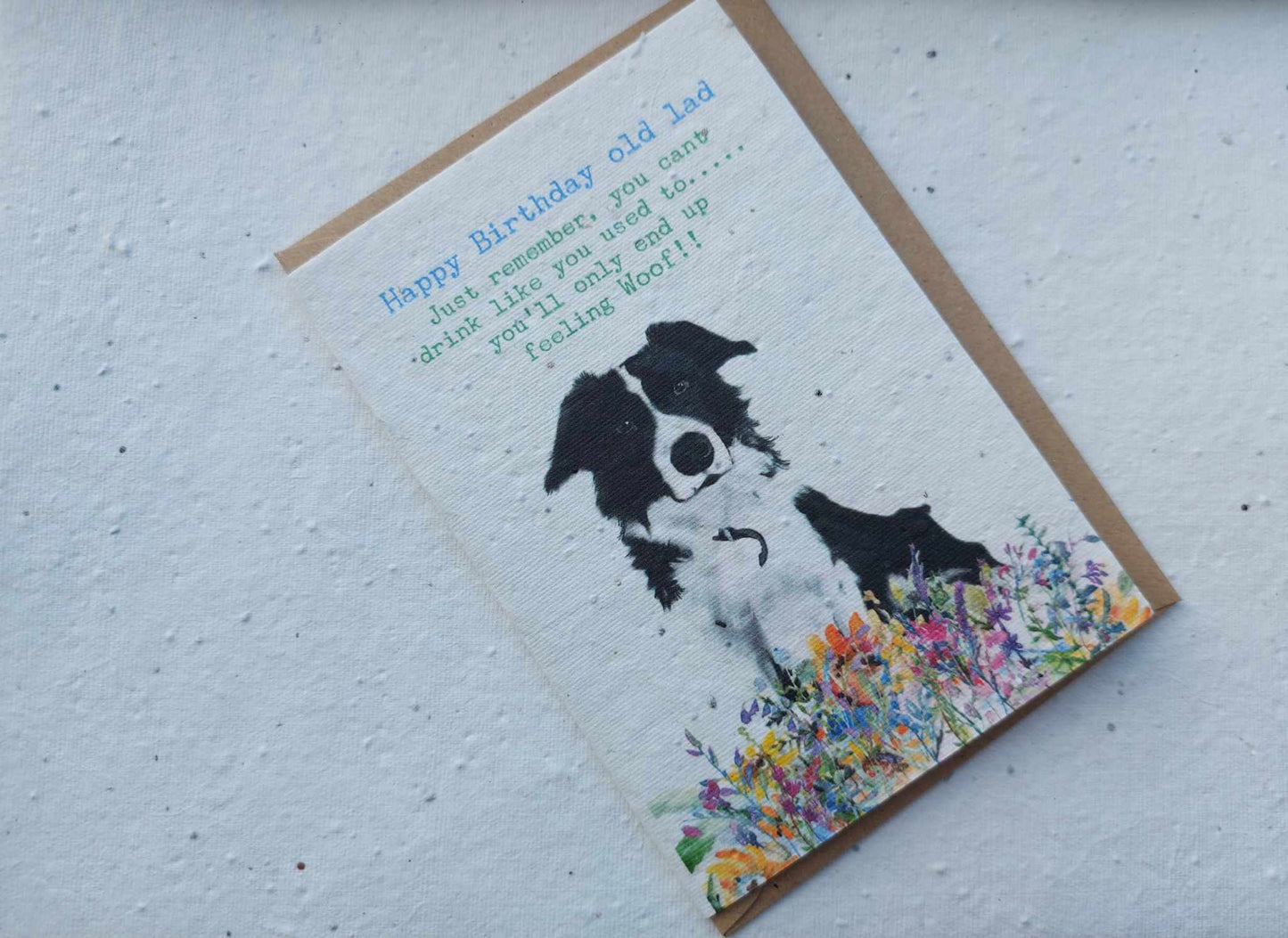 Funny Dog Birthday card - Feeling woof - Funny aging birthday greetings card for male- female -open card