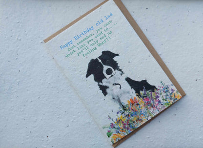 Funny Dog Birthday card - Feeling woof - Funny aging birthday greetings card for male- female -open card