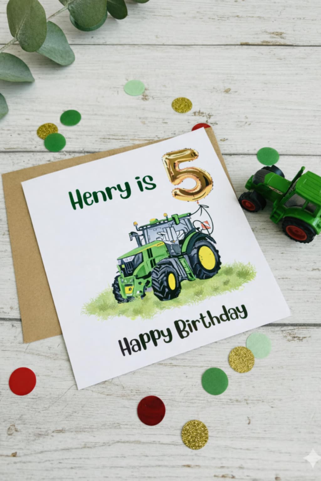 Personalised Tractor/Digger/Excavator farm themed Birthday Card – luxury Foiled Name & Age –Country Birthday Card for tractor lovers