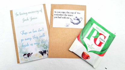 Funeral Favours Personalised - Remember me tea bag favours - cup of tea- In Loving Memory Funeral Memorial Remembrance - Tea bag included