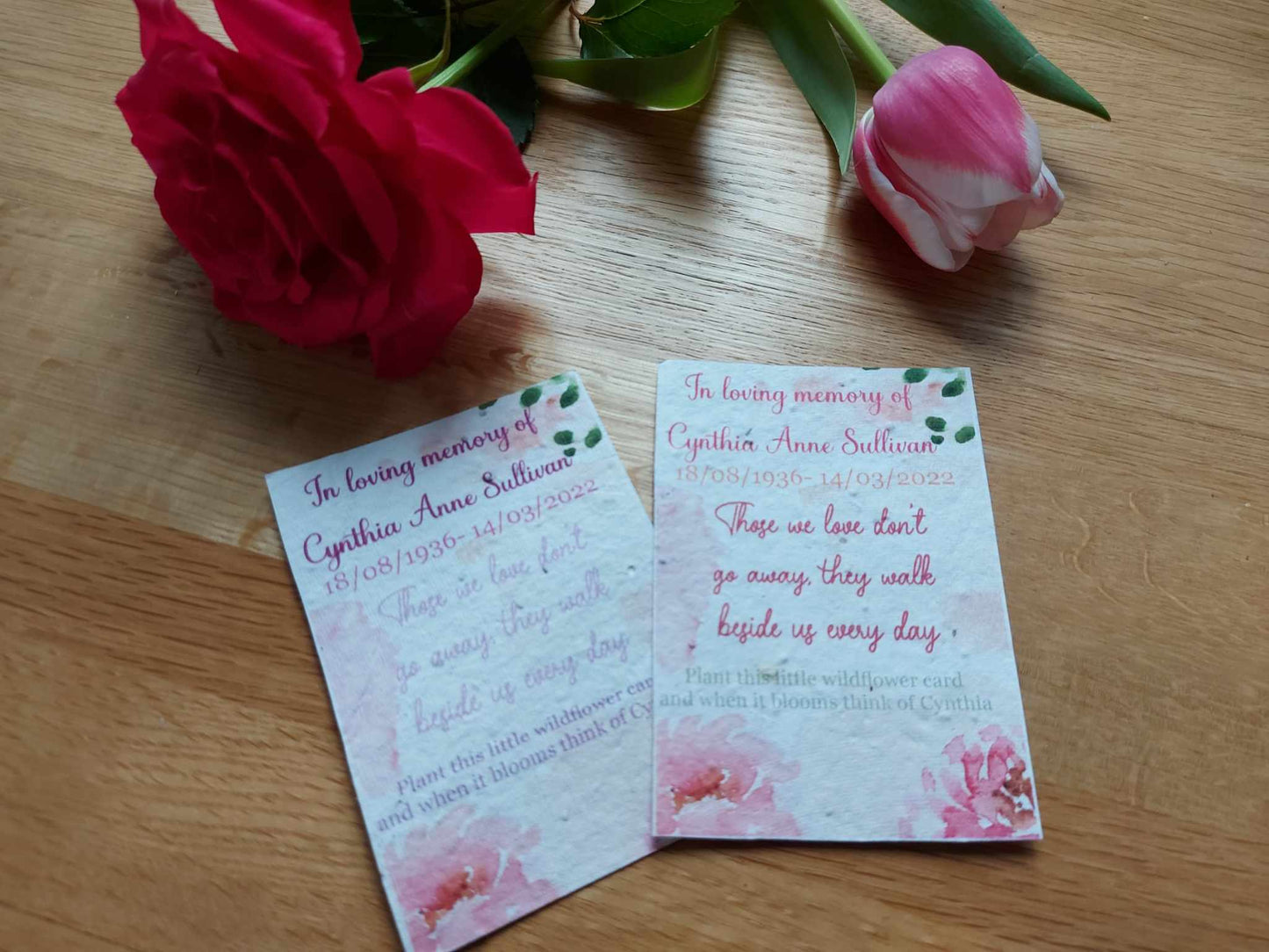 30 Plantable Seed Floral Tribute cards for Funerals * Funeral Favours*  Eco friendly Cards* Order of service cards