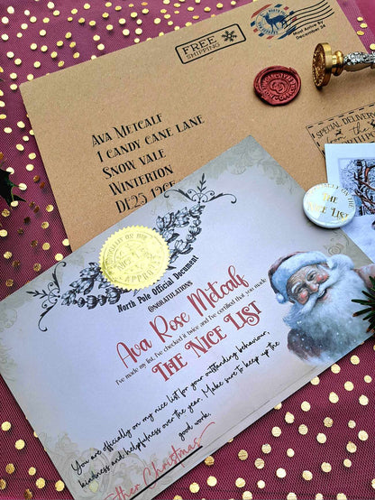 Bespoke Personalised nice list Certificate, Badge, polaroid -Santa nice list certificate -Christmas Eve Box Filler-Christmas letter from North pole