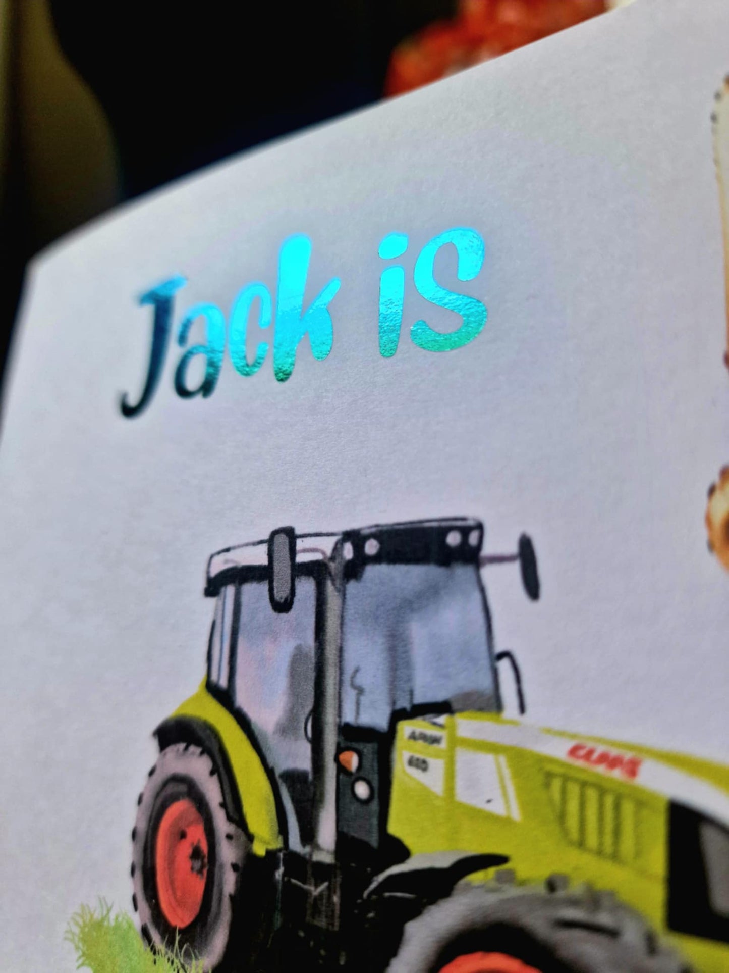 Personalised Tractor/Digger/Excavator farm themed Birthday Card – luxury Foiled Name & Age –Country Birthday Card for tractor lovers