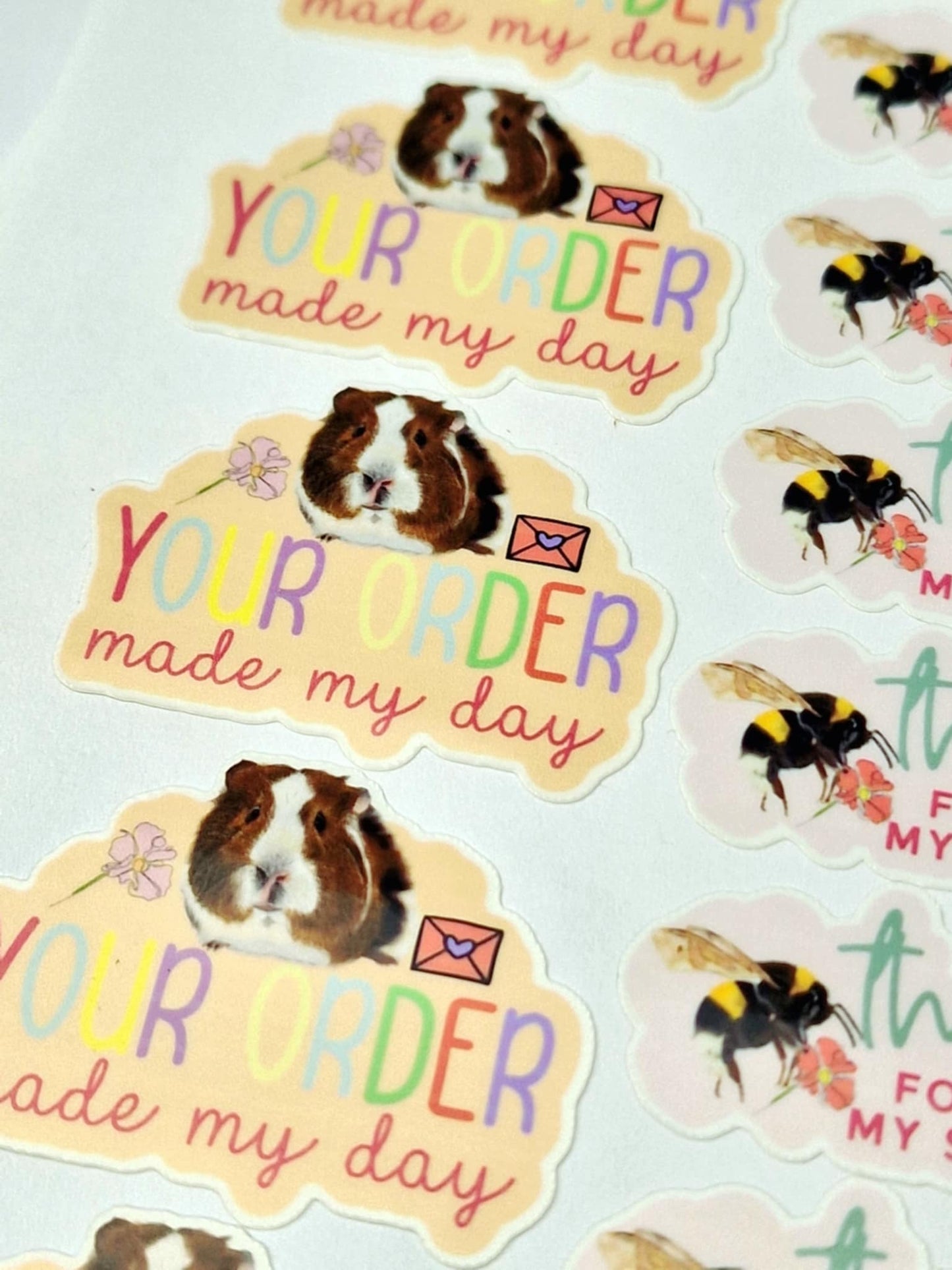 Small Business Packaging Stickers | Cute pastel Die Cut Thank you for your order Sticker Sheet for Small Business –Gloss Vinyl Stickers |