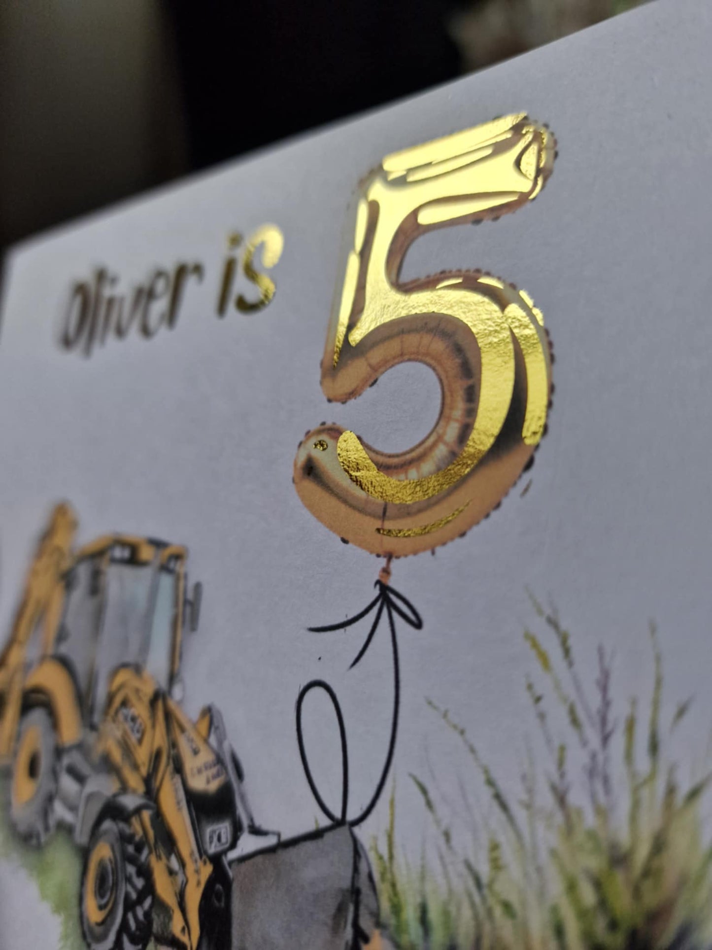 Personalised Tractor/Digger/Excavator farm themed Birthday Card – luxury Foiled Name & Age –Country Birthday Card for tractor lovers