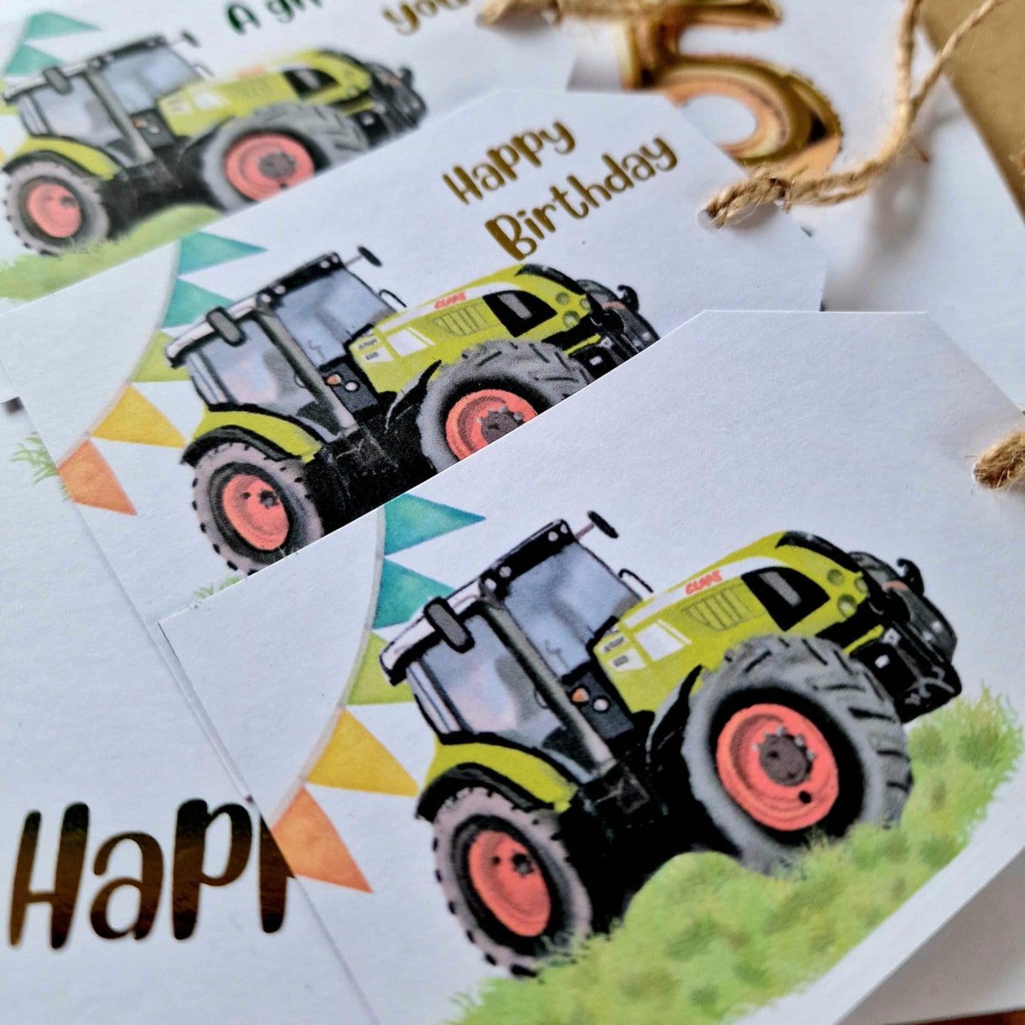 Personalised Tractor/Digger/Excavator farm themed Birthday Card – luxury Foiled Name & Age –Country Birthday Card for tractor lovers