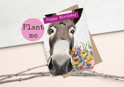 Eco Friendly PLANTABLE Donkey Funny Birthday Seed Cards-  Birthday card  Wildflower cards -Seed paper cards-