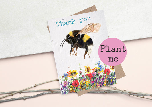 ECO and VEGAN PLANTABLE Thankyou Seed Cards - Bee Cards - Wildflower cards - #Plantable Seed cards -Save the bees- Plantable cards-seedpaper