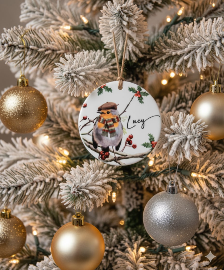 Christmas Tractor Ceramic Bauble – 7cm | Original Farm Art | John Deere, New Holland, Massey 135 & Case IH | Xmas tree Ornament