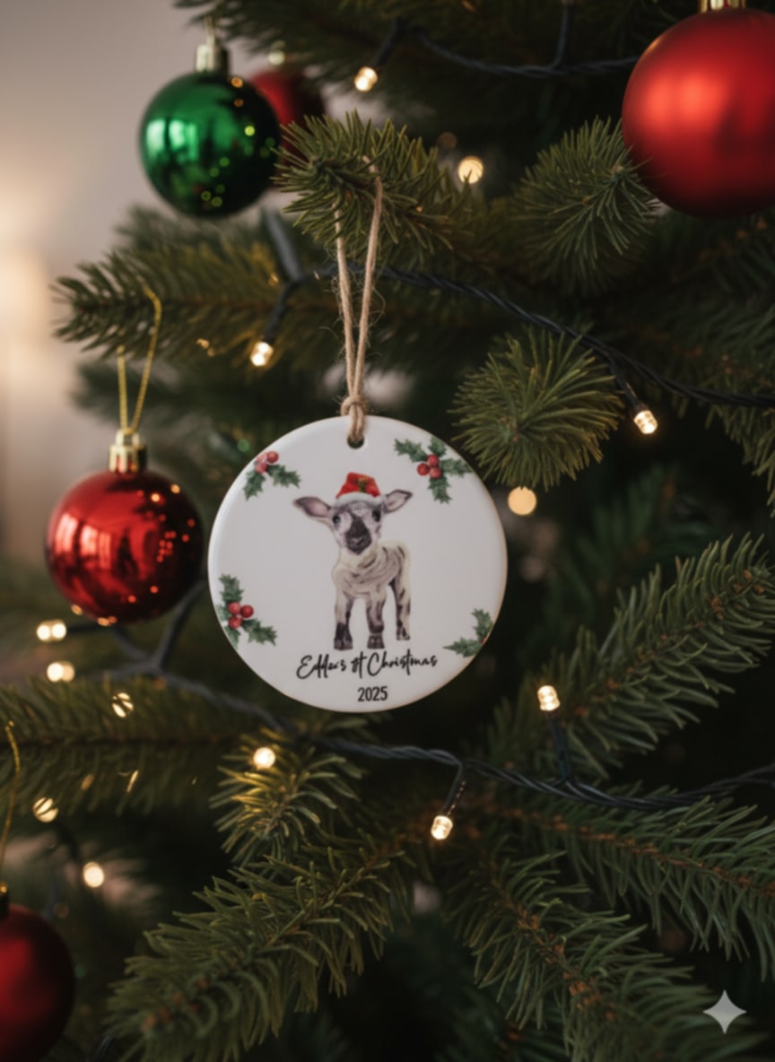 Christmas Tractor Ceramic Bauble – 7cm | Original Farm Art | John Deere, New Holland, Massey 135 & Case IH | Xmas tree Ornament