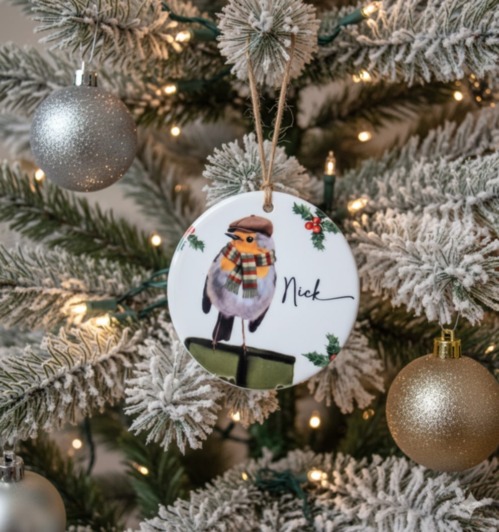 Christmas Tractor Ceramic Bauble – 7cm | Original Farm Art | John Deere, New Holland, Massey 135 & Case IH | Xmas tree Ornament