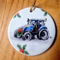 Christmas Tractor Ceramic Bauble – 7cm | Original Farm Art | John Deere, New Holland, Massey 135 & Case IH | Xmas tree Ornament