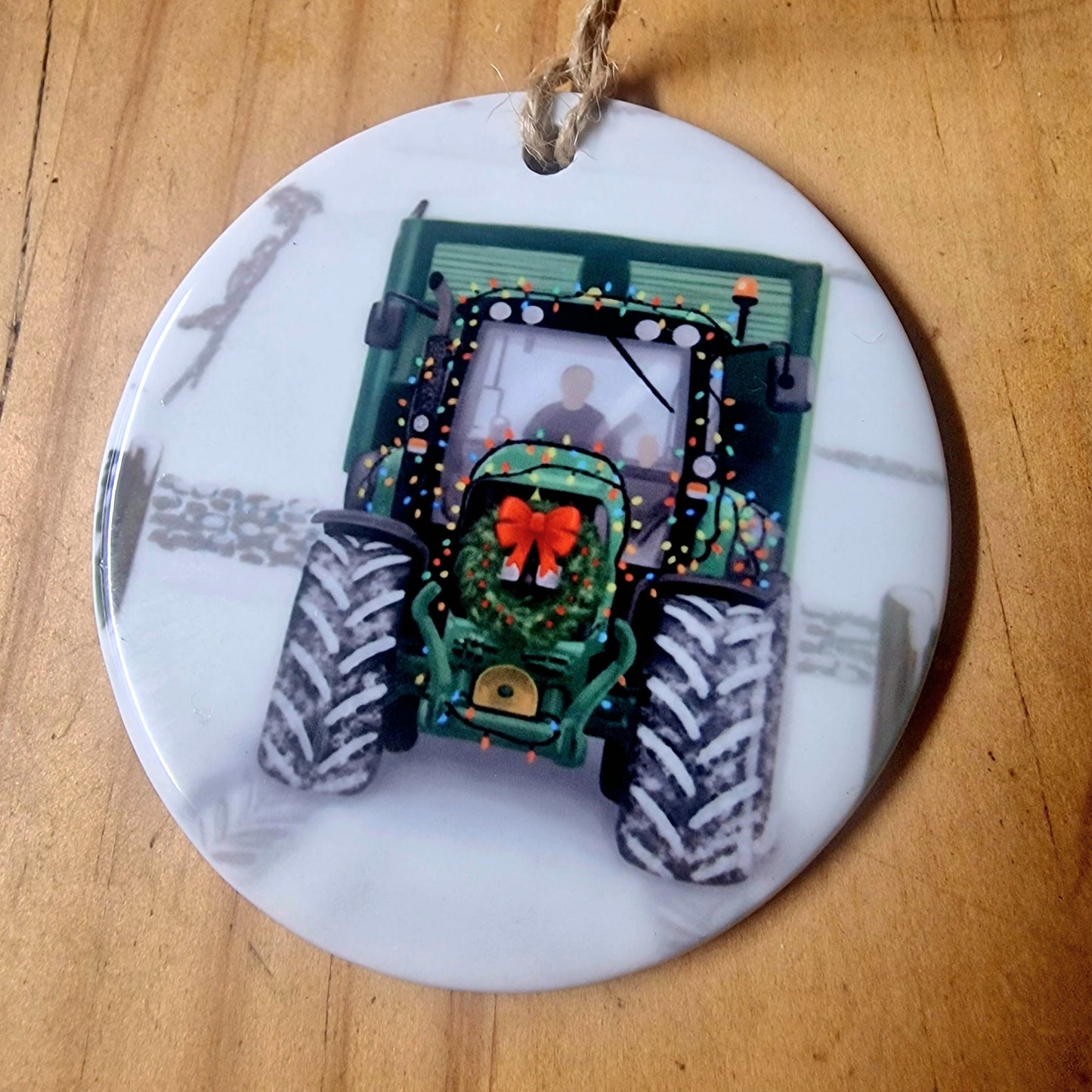Christmas Tractor Ceramic Bauble – 7cm | Original Farm Art | John Deere, New Holland, Massey 135 & Case IH | Xmas tree Ornament