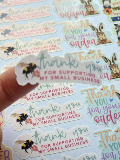 Small Business Packaging Stickers | Cute pastel Die Cut Thank you for your order Sticker Sheet for Small Business –Gloss Vinyl Stickers |