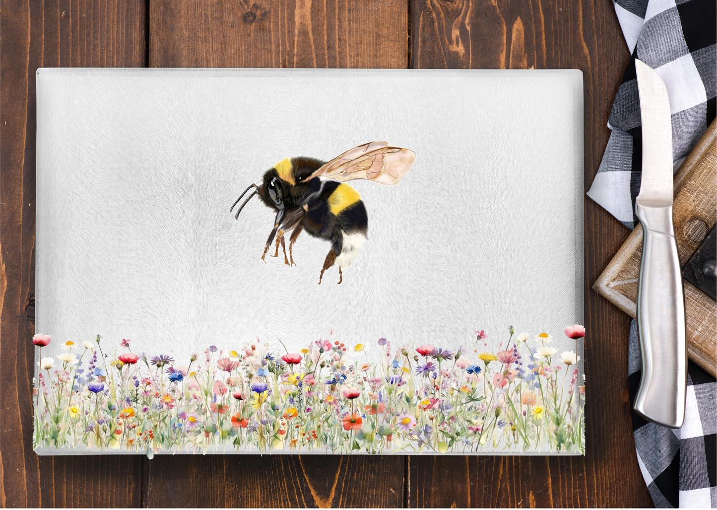 Colourful Bee - Bumblebee Glass  Chopping board - Bee  surface saver- Kitchen items - Kitchen Decor - Housewarming gift