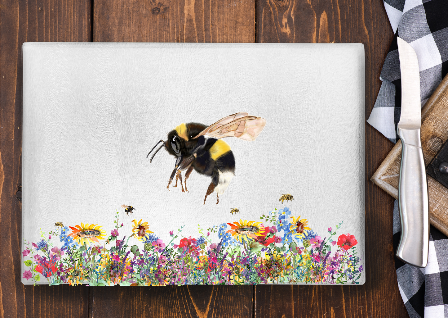 Bumblebee Glass Chopping board - Bee  surface saver- Kitchen items - Kitchen Decor - Housewarming gift