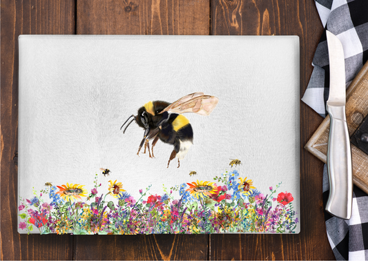 Bumblebee Glass Chopping board - Bee  surface saver- Kitchen items - Kitchen Decor - Housewarming gift