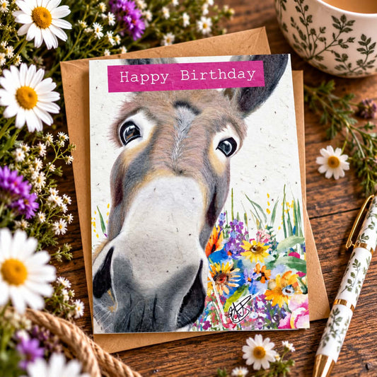 Funny Donkey Plantable Seed Paper Birthday Card – A6 Eco-Friendly Card