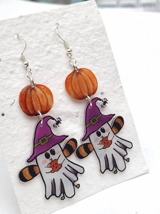 Boo-Bee Handmade Halloween Earrings | Summerween Shrink Plastic Charms | Sterling Silver Hooks |  Statement fan Jewellery (Copy)
