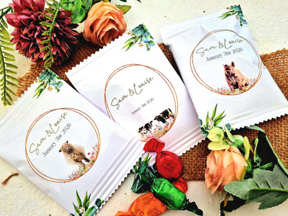 Fill Your Own Personalised Wedding Favour Bags – Crisp Bag Favours - A6 or A5 – Gloss Finish – Farm Animal Design (Sheep, Cow, Pig)